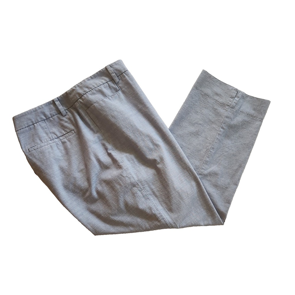 Talbots Womens Ankle Pants 16 High Rise Blue Chambray Cotton Lightweight Coastal